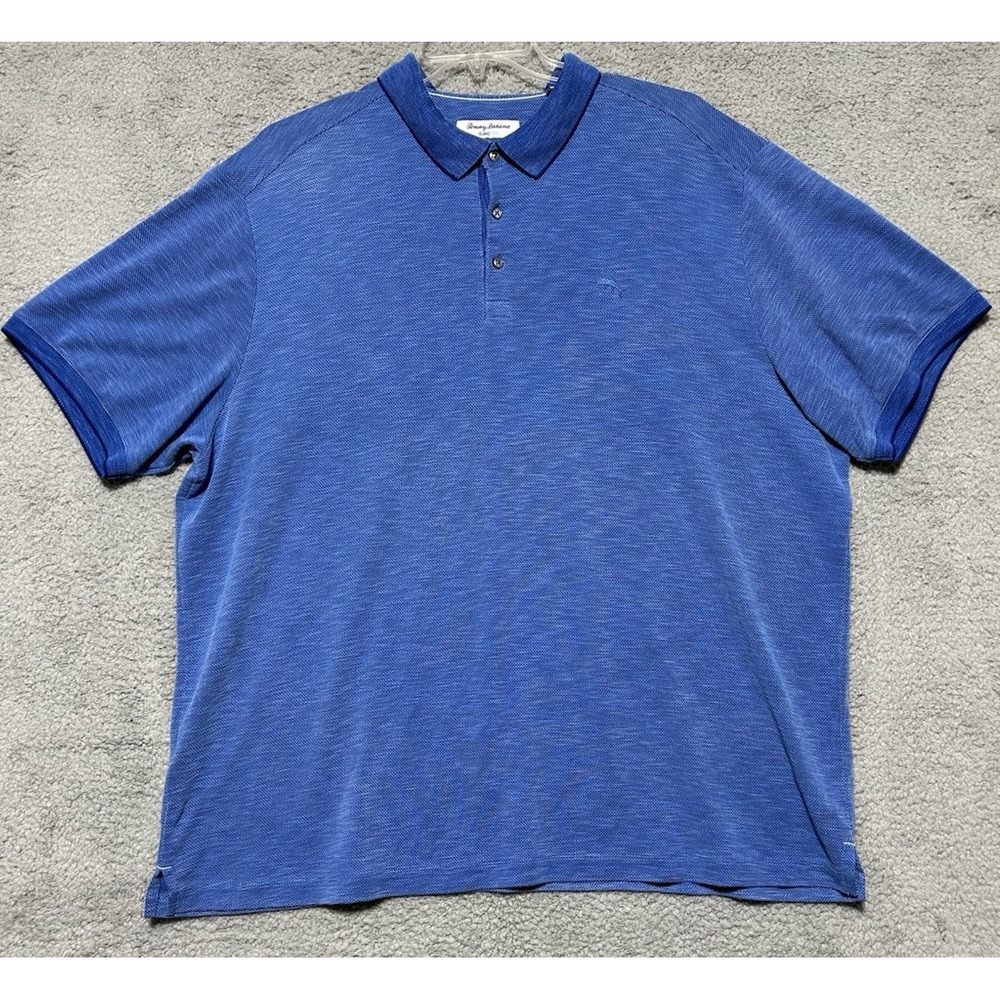 Tommy Bahama Polo Shirt Mens 2XL Blue Island Zone Performance Floral Print